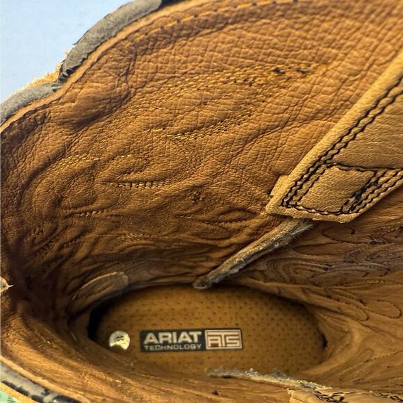 Ariat Men’s Western Cowboy Boots 8.5D Black Tan Leather Square Toe - Picture 5 of 8